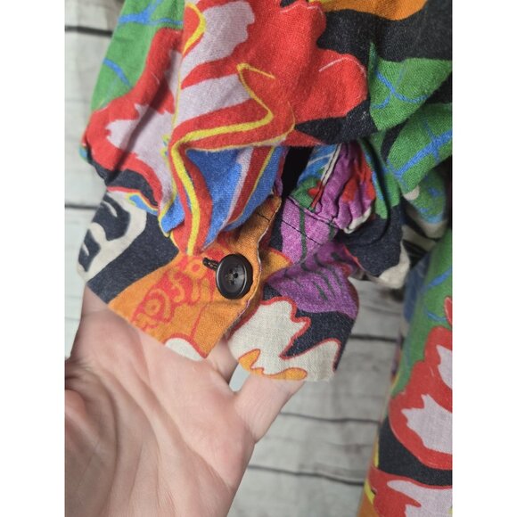 Scotch & Soda Orange Green Bishop Sleeve Dress - Picture 8 of 11